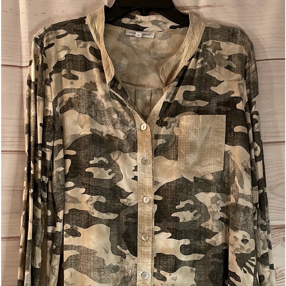 Beautiful Camo and Sequin Blouse Made in Italy